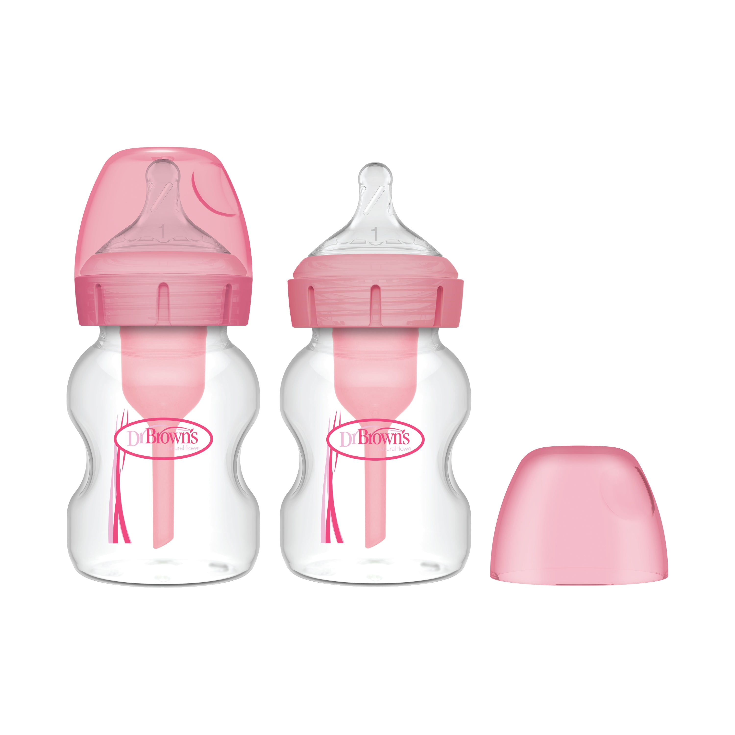 Dr Brown's 150ml Wide Neck Options+ Baby bottle, Pink, 2-Pack