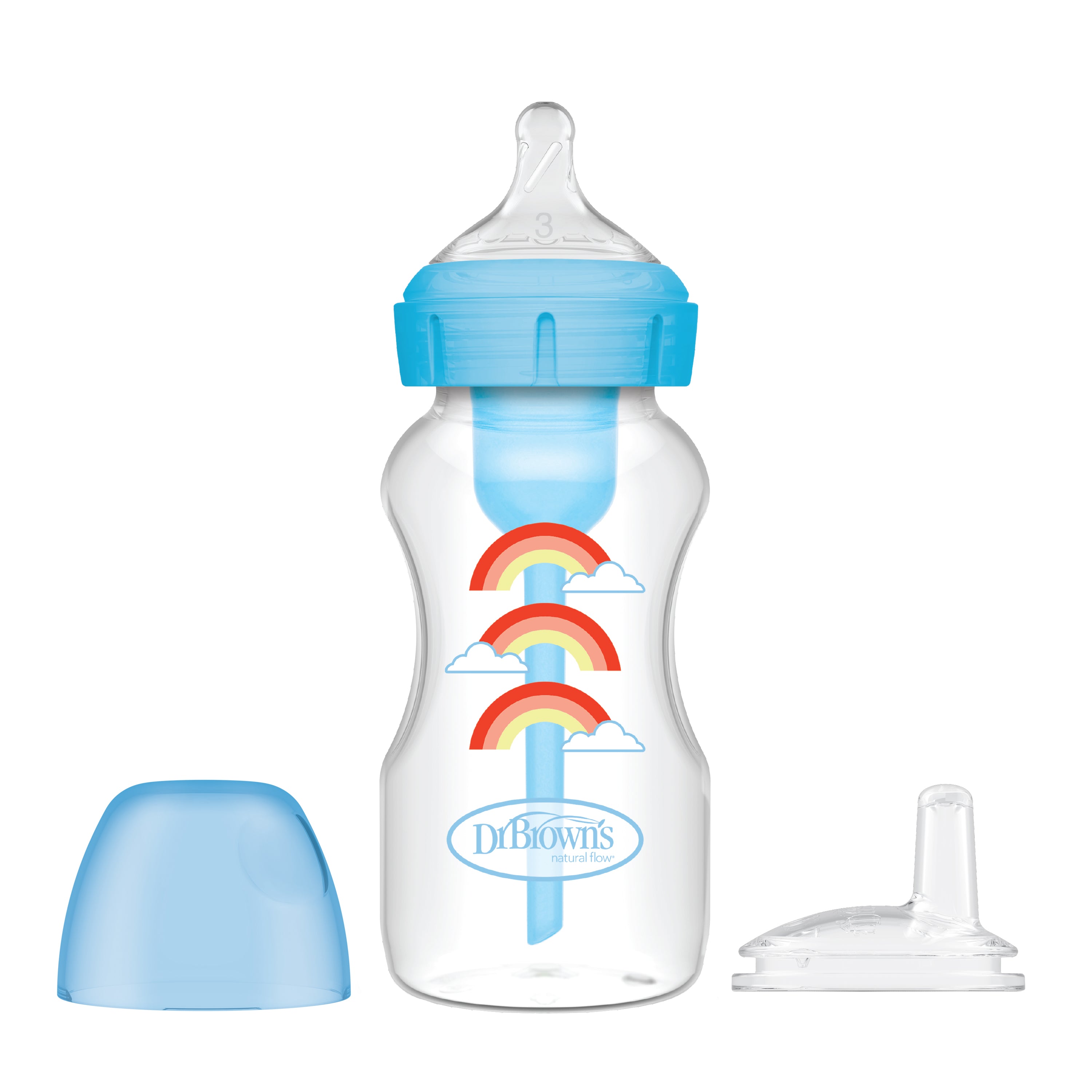 DR BROWN’S 270mL ANTI-COLIC BOTTLE TO SIPPY BOTTLE STARTER KIT WIDE-NECK BLUE 6m+