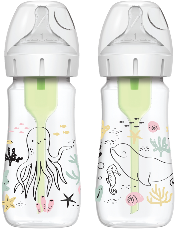 DR BROWNS 270ML WIDE NECK ANTI-COLIC OPTIONS+ BABY BOTTLE, OCEAN, 2-PACK