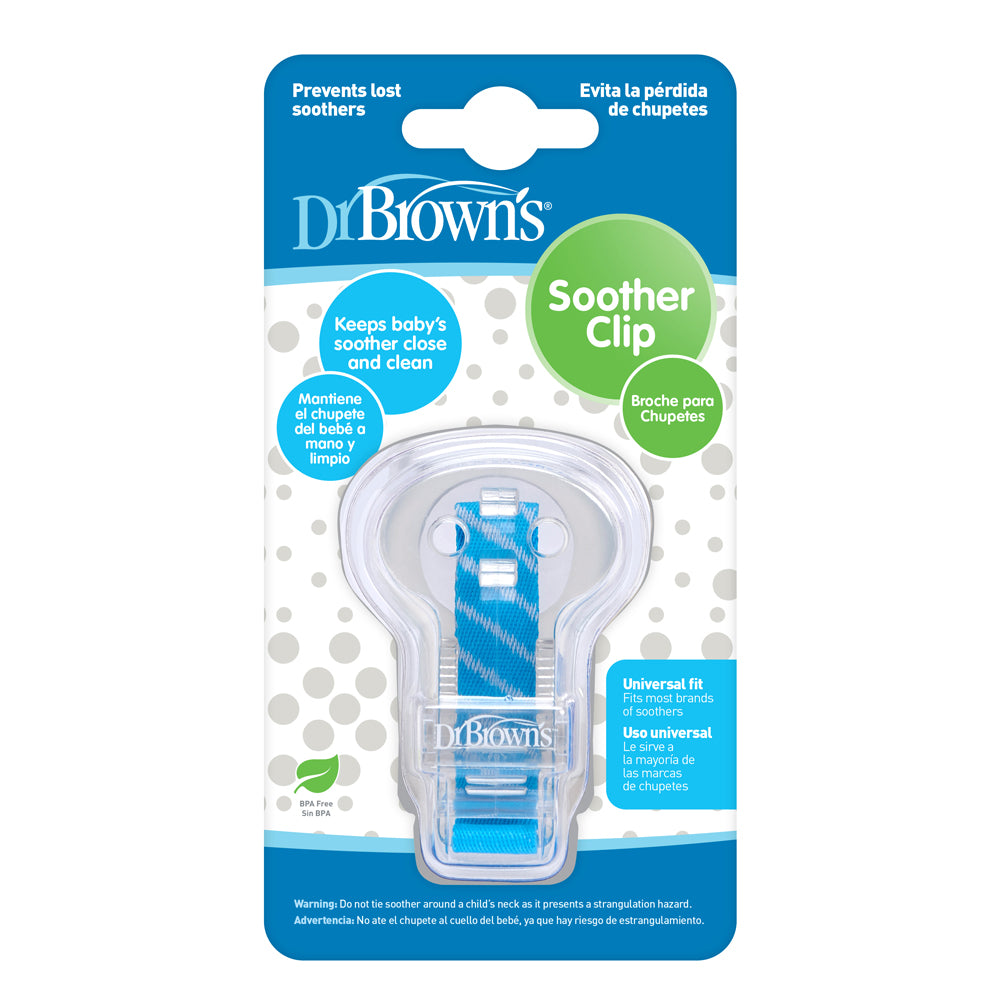 Dr Browns Soother Clip with Material Coloured Strap, Blue