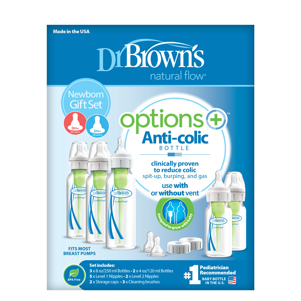Dr Brown's Options+ Anti Colic Narrow Neck Newborn Bottle Feeding Set