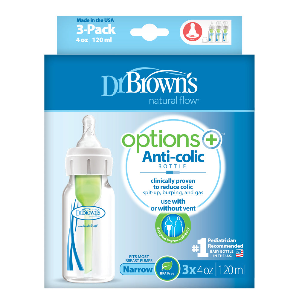 Dr Brown's Options+ Anti Colic Bottle Narrow Neck with Level 1 Teat, 120ml