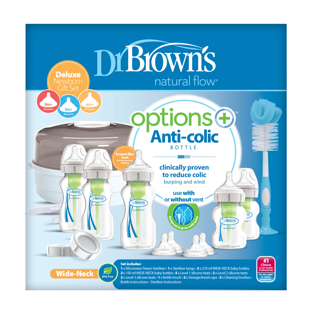 Dr Brown’s Options+ Anti Colic Wide Neck Deluxe Newborn Feeding Gift Set