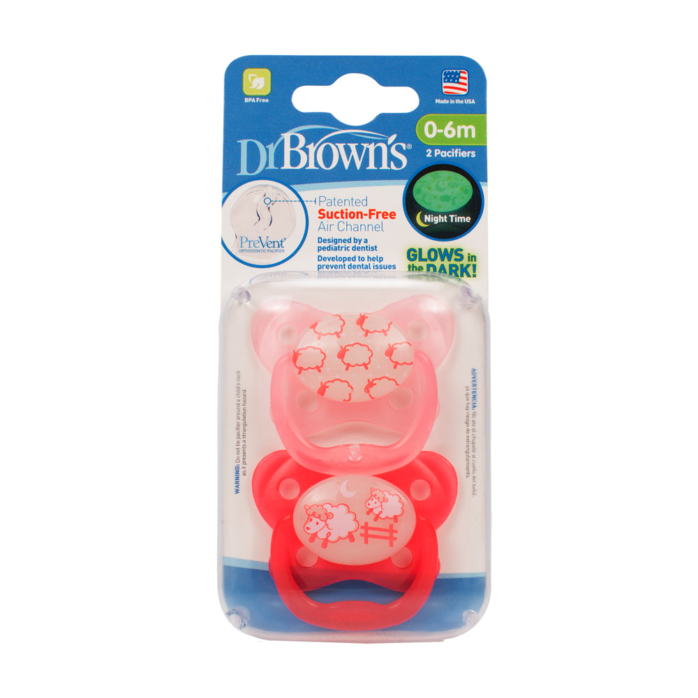 Dr Brown's PreVent Glow in the Dark Butterfly Shield Soother, 0-6 months, Girl,