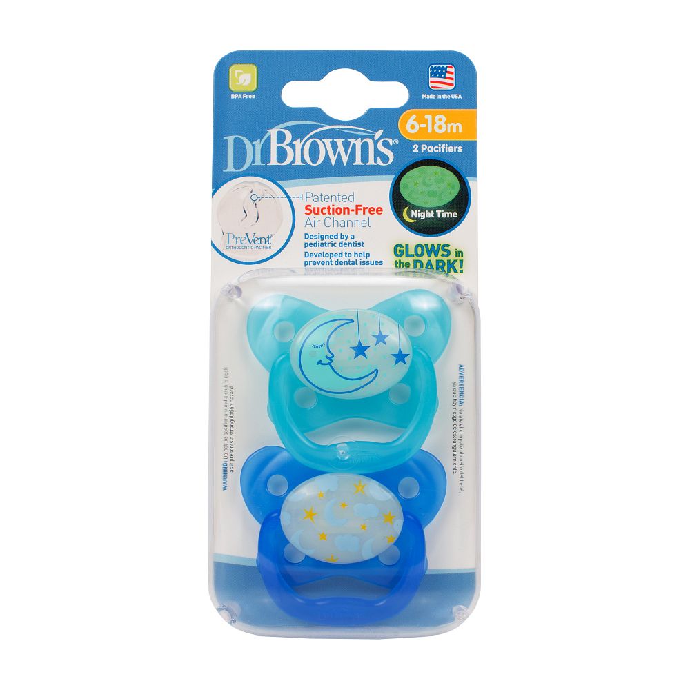 Dr Brown's PreVent Glow in the Dark Butterfly Shield Soother, 6-18 months, Boy