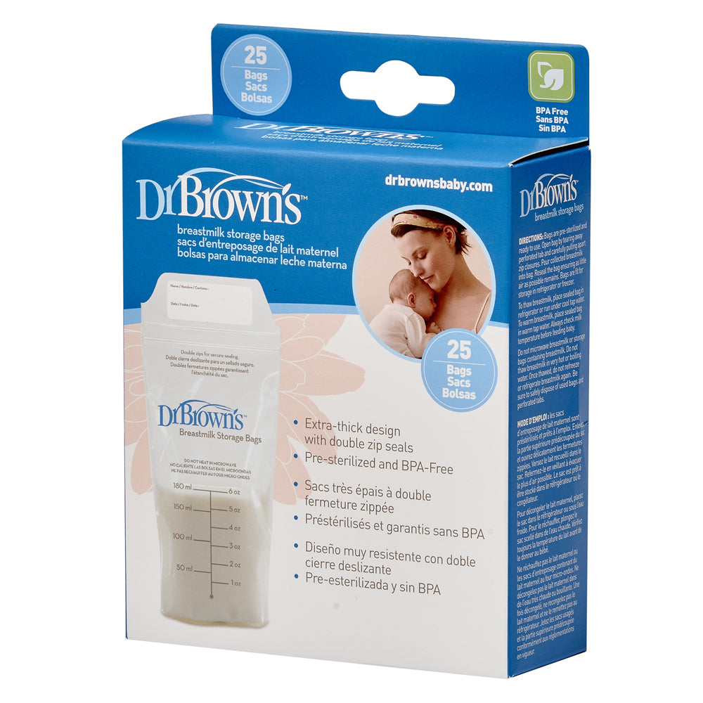 Dr. Brown's Breastmilk Storage Bag for Baby Feeding, 100 Count 6 oz
