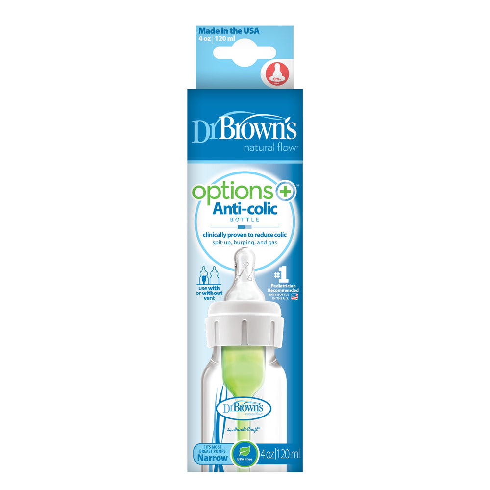 Dr Brown's Options+ Anti Colic Bottle Narrow Neck with Level 1 Teat, 120ml
