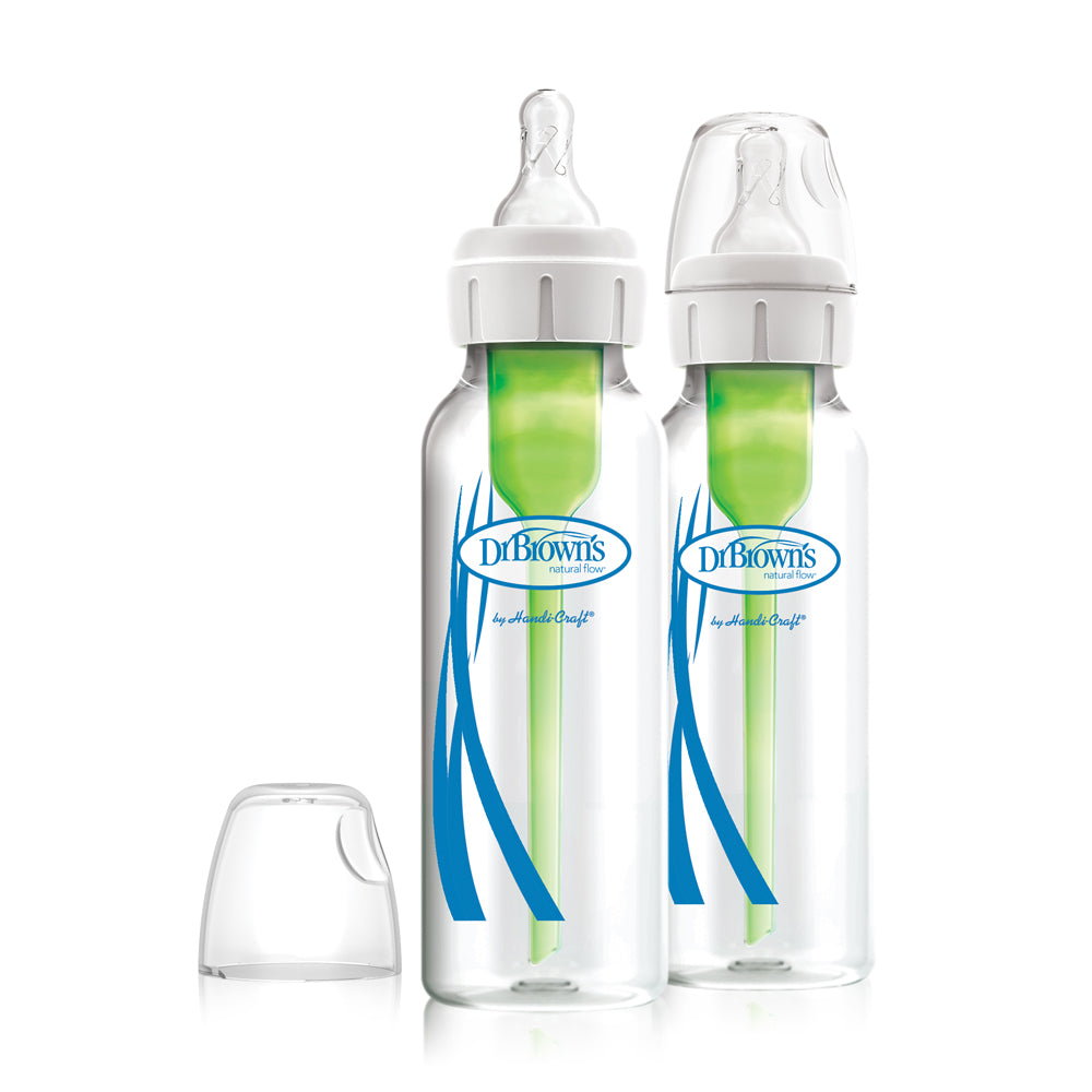 Dr Brown's Options+ Anti Colic Narrow Neck GLASS Bottle with Level 1 Teat, 250ml